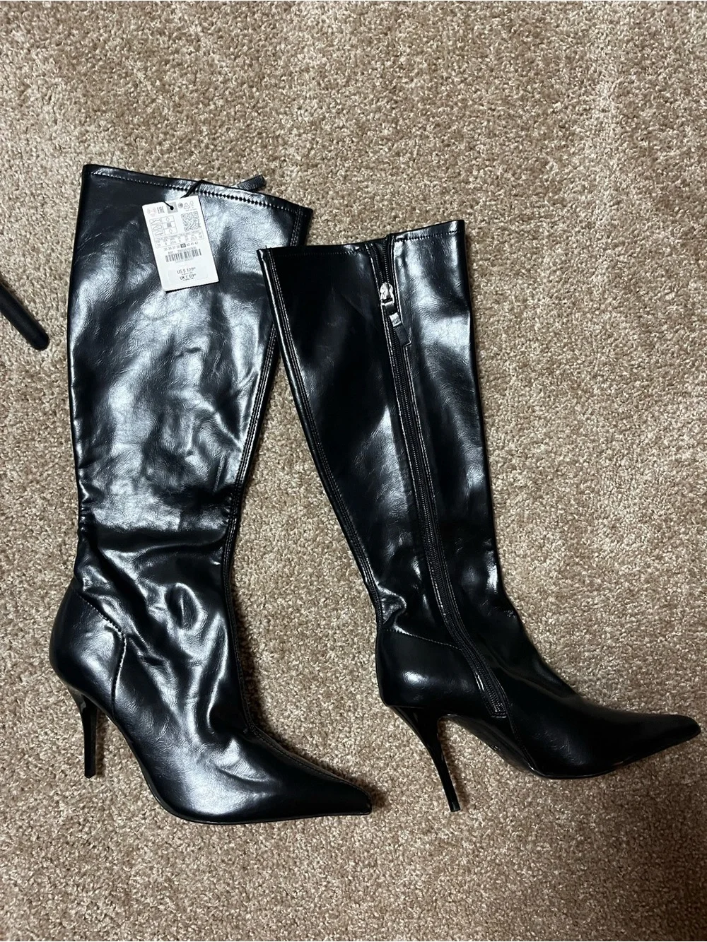 Zara Black Over-the-Knee Pointed Stiletto Boots